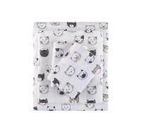 Intelligent Design Cozy Soft - Juego de sábanas de Franela 100% algodón con Estampado de Animales, Lindos, cálido y ultrasuave, para Clima frío, tamaño Individual, Gatos Gris/Rosa, 3 Piezas