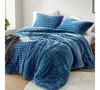 Intelligent Design Juego de edredón King, Ropa de Cama de Felpa acogedora, Reverso de Microfibra, 3 Piezas, Ligero, súper Suave, edredón de Terciopelo Acanalado con 2 Fundas, Juego de Cama Esponjoso