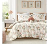 Intelligent Design Juego de edredón tamaño Queen, diseño Floral caprichoso y de cabaña de Hongos, Microfibra Ligera para Todas Las Estaciones, Funda de Almohada y Almohada Decorativa, Gwen, tamaño