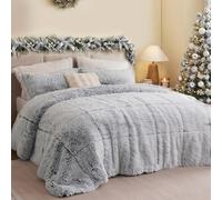 Intelligent Design Malea - Juego de edredón lanudo de Piel sintética Larga, Alternativa de plumón Acogedor, Moderno, ultrasuave, para Todas Las Estaciones, cálido y Esponjoso, Funda a Juego, tamaño