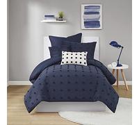 Intelligent Design Urban Habitat Juego de Funda de edredón 100% algodón Jacquard, Tufts Accent Shabby Chic para Todas Las Estaciones, Fundas a Juego, Almohadas Decorativas, Brooklyn, Azul índigo