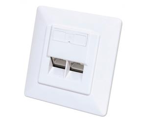 Intellinet 2-Port Cat6 10G RJ45 Wall Outlet White