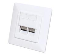 Intellinet 771917 2-Port Cat6a 10G RJ45 Wall Plate - White