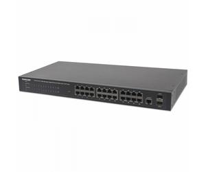 Intellinet 24-Port Web-Managed Switch with PoE+ and 2 Mini Gbic Ports