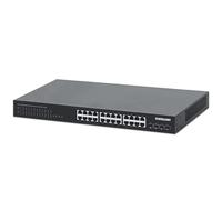 Intellinet 561761 Switch Poe+ Gigabit Ethernet de 24 puertos con cuatro enlaces ascendentes SFP+ 10G negro