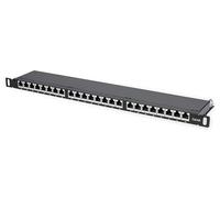 Intellinet 720922 - Panel de Parches, 24 plazas, 19 Pulgadas, 0,5 U, Cat6a, apantallado, Negro y Negro