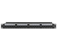 Intellinet 721035 - Panel de parches UTP de 24 plazas RJ45 Cat.6 con barra de gestión de cables negro