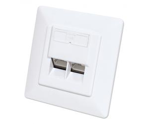 Intellinet 771917 2-Port Cat6a 10G RJ45 Wall Plate - White