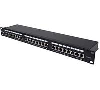 Intellinet Panel de conexión, Cat6a, FTP, 24 puertos, 1U, blindado, bloques de perforación de entrada superior de 90°, color negro