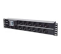 Intellinet 714051 unidad de distribución de energía (PDU) 15 salidas AC 2U Aluminio, Negro