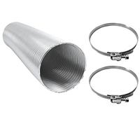 Intelmann Tubo flexible de aluminio de 355 mm, longitud de 5 m + 2 abrazaderas de acero inoxidable