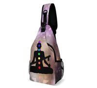 Intemperie Bolsos Cruzados Silueta De Chakra De Una Mujer Haciendo Yoga Mochila De Pecho Exterior Bolso Bandolera Para Trabajo, Hiking, Excursionismo