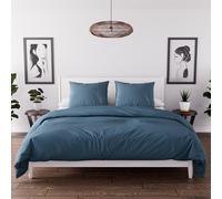 Intemporel Juego de Funda nórdica Boheme de Microfibra Lavada, Azul Pato, 260 x 240 cm