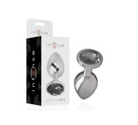 Intense - plug anal metal aluminio con cristal negro talla s