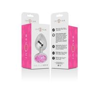 Intense - plug anal metal aluminio con cristal rosa talla m