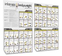 Intensic SPORTS Póster de entrenamiento bodyweight, 60 ejercicios de fitness para fuerza en casa, desarrollo muscular, póster motivacional funcional