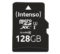 Intenso premium microsdxc memory card (adaptador sd incluido), class 10 uhs-i, 128 gb, negro.