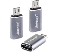 Intenso Adaptador USB-C a microUSB (C480M) 3 Unidades, 480 Mbps, USB 2.0 de Alta Velocidad, OTG, Aluminio, Gris
