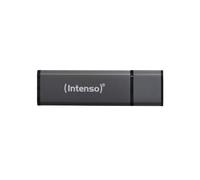 Intenso ALU LINE 64 GB - Memoria USB de 64 GB (USB 2.0, escritura 6.5 MB/s, lectura 28 MB/s, tapa), negro