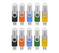 Intenso Basic Line - Memoria USB 2.0 (10 Unidades, 8 GB, con prácticas Etiquetas, Amarillo, Verde, Negro, Azul y Naranja, con Gancho metálico Plateado)