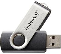 Intenso Basic Line - Memoria USB 2.0 de 64 GB (28 MB/s), color negro y plateado