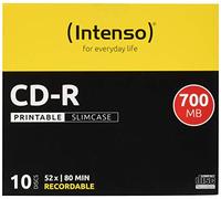 Intenso CD-R 700 MB/80 MIN; 52X; PRINTTABLE; Slim Case 10