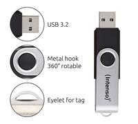 Intenso - Memoria USB Office Line, 256 GB, USB-A, 3.2 Gen 1x1, negro-plata
