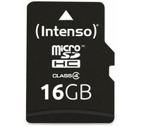 Intenso microsdhc memory card, class 4, 16 gb (adaptador sd incluido), negro.