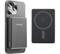 Intenso MW10000 - Batería Externa magnética de 10.000 mAh, Compatible con MagSafe, Carga inalámbrica de 15 W, USB-C PD 20 W, para iPhone y Android, Certificado en Alemania, Color Gris