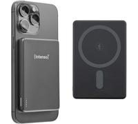 Intenso MW5000 - Batería Externa magnética de 5000 mAh, Compatible con MagSafe, Carga inalámbrica de 15 W, USB-C PD 20 W, Plano y Compacto, Certificado en Alemania, Color Gris