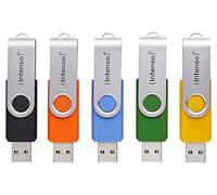 Intenso Office Line Multipack - Memoria USB (5 Unidades, 16 GB, USB 3.2, hasta 70 MB/s, Colores Surtidos con Soporte de Metal y Etiquetas para Etiquetas)