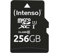 Intenso premium microsdxc memory card (adaptador sd incluido), class 10 uhs-i, 256 gb, negro.