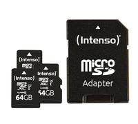 Intenso Premium microSDXC - Tarjeta de Memoria (3 Unidades, 64 GB, Clase 10, UHS-I, Incluye Adaptador SD), Color Negro