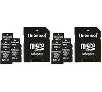 Intenso Premium microSDXC - Tarjeta de Memoria (5 Unidades, 64 GB, Clase 10, UHS-I, Incluye Adaptador SD), Color Negro (Paquete de 2)