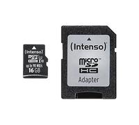 Intenso Tarjeta microSDHC Pro 16 GB Clase 10 UHS‑I con adaptador SD Negro