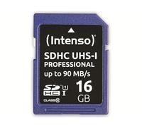 Intenso Professional SDHC Tarjeta de memoria de 16 GB, hasta 100 MB/s, Class10, UHS-I U3, V30, azul