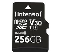 Intenso Tarjeta de Memoria Profesional microSDHC de 256 GB Clase 10 UHS-I, U3 y V30, Incluye Adaptador SD, para grabación 4K, GoPro, Insta 360, dji, Osmo, Steam Deck, Dron, cámara de acción, Color