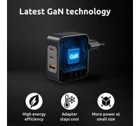 Intenso - W100ACC+C520C, Set de adaptador de corriente + cable de carga, 100 W, carga rápida, GaN, carga simultánea de 3 disposi