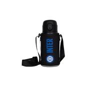 Inter Cantimplora para niños Seven, negro azul, con porta botella de hombro, mantenimiento temperatura: caliente 12h/frío 24h