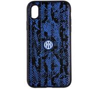 Inter Funda Hi Tech Artisans para iPhone XS MAX TPU y Piel sintética Negra y Azul, Funda Premium, Funda Oficial 2022 FC, Logotipo, Funda para iPhone diseñada e Impresa en Italia