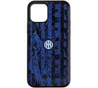 Inter Hi Tech Artisans - Funda para iPhone 12 Pro MAX TPU y Piel sintética, Color Negro y Azul, Funda Premium, Funda Oficial 2022 FC, Logotipo, Funda para iPhone diseñada e Impresa en Italia