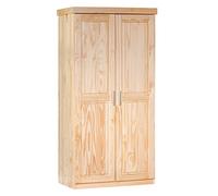 Inter Link - Armario - Armario con puertas batientes - Armario ropero - Armario de dormitorio - 2 puertas - Pino macizo - Leon - Lacado natural