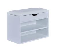 Inter Link - Banco Zapatero con almacenaje - 2 estantes - Espacio de almacenaje bajo el Asiento - Asiento cómodo - MDF - Blanco - Scilla