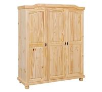 Inter Link Bern Armario Madera Pino Macizo Lacado Natural 150 x 180 x 56 cm, Naturaleza, 3 puertas