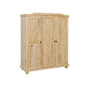 Inter Link - Armario rústico - Armario de dormitorio 3 puertas - 1 espacio para colgar y 5 nichos - Armario de pino macizo - Barniz natural - A :150 x F :56 x Alt:180 cm - Berna