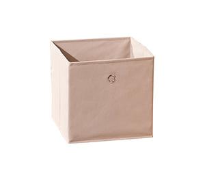 Inter Link - Caja de almacenaje plegable - Portaobjetos plegable - Caja de almacenaje para separador de ambientes o estantería - 32 x 32 x 32 cm - Con orificio para los dedos - Winny - Beige
