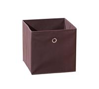 Inter Link - Caja de almacenaje plegable - Portaobjetos plegable - Caja de tela plegable - Caja de almacenaje para separador de ambientes o estantería - 32 x 32 x 32 cm - Con orificio para el dedo - Winny - Marrón