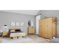 Inter Link - Cama de madera maciza - Cama doble - 140 x 200 cm - Roble Colori - Luna