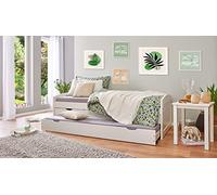 Inter Link - Cama funcional - Cama infantil - Cama individual con espacio para guardar - Cama con cajones - 2 planos de descanso 90x200cm - Pino macizo - Somier incl. - Lacado blanco - Ulli 90x190cm