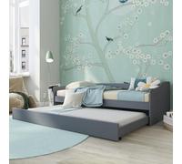 Inter Link - Cama funcional - Cuna - Cama individual - Sofá cama - con espacio de almacenamiento - Cajón de cama - con cajón - Incluye somier - Madera maciza de pino - Lacado gris - Leonie 23-90 x 200